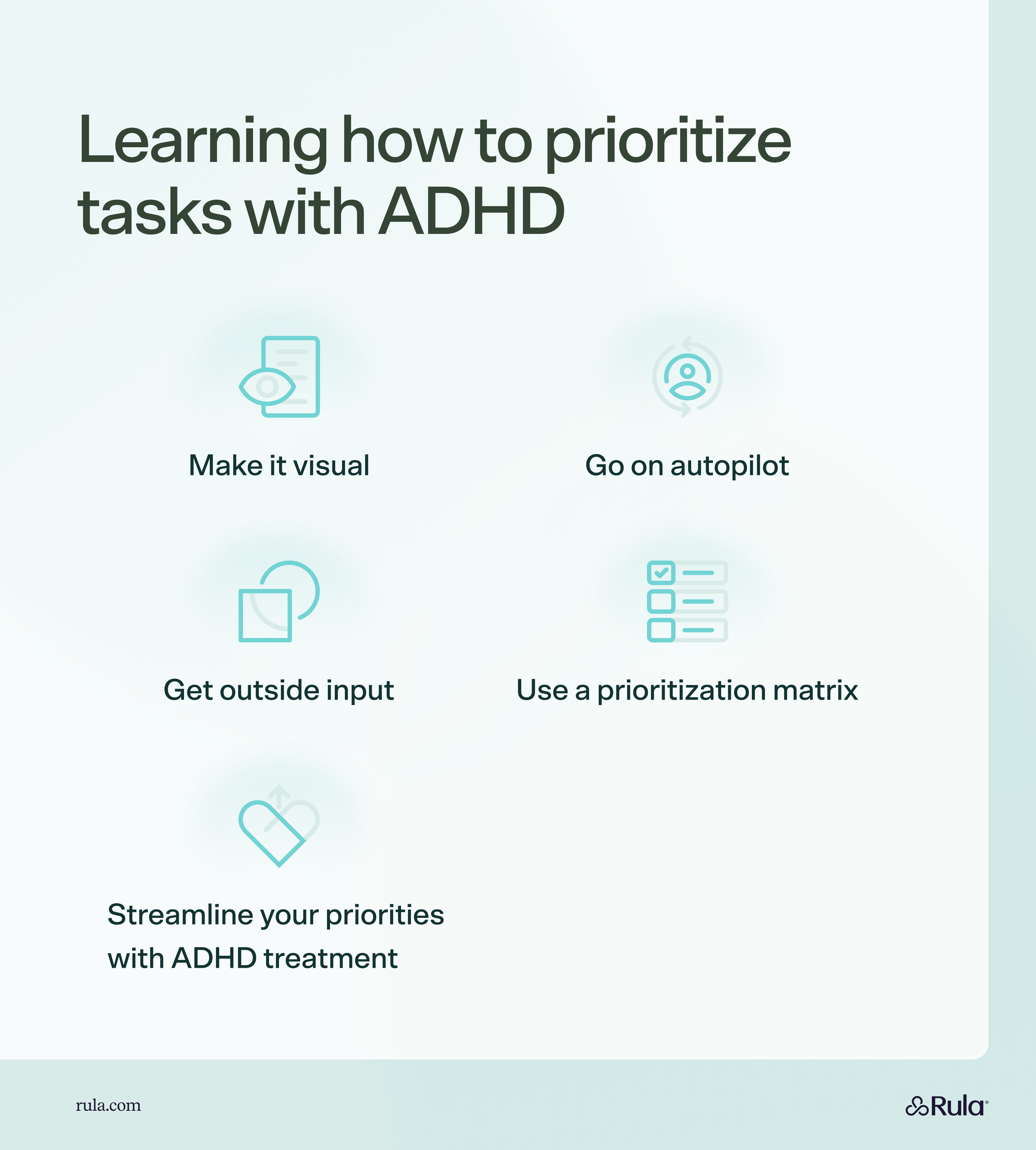 Learning How to Prioritize Tasks With ADHD Infographic on how to prioritize tasks with ADHD.